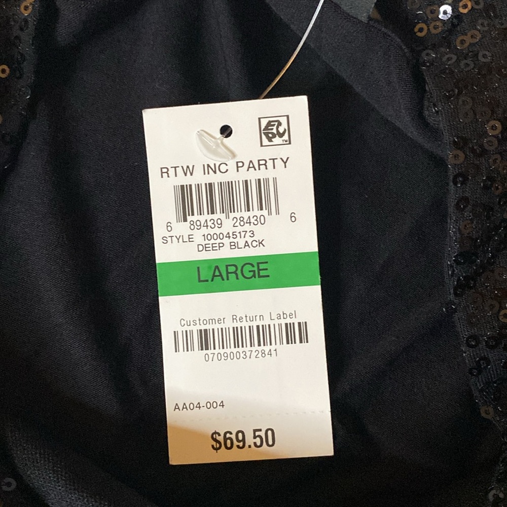INC NWT black sequin holiday shirt blouse size Large - Picture 5 of 6